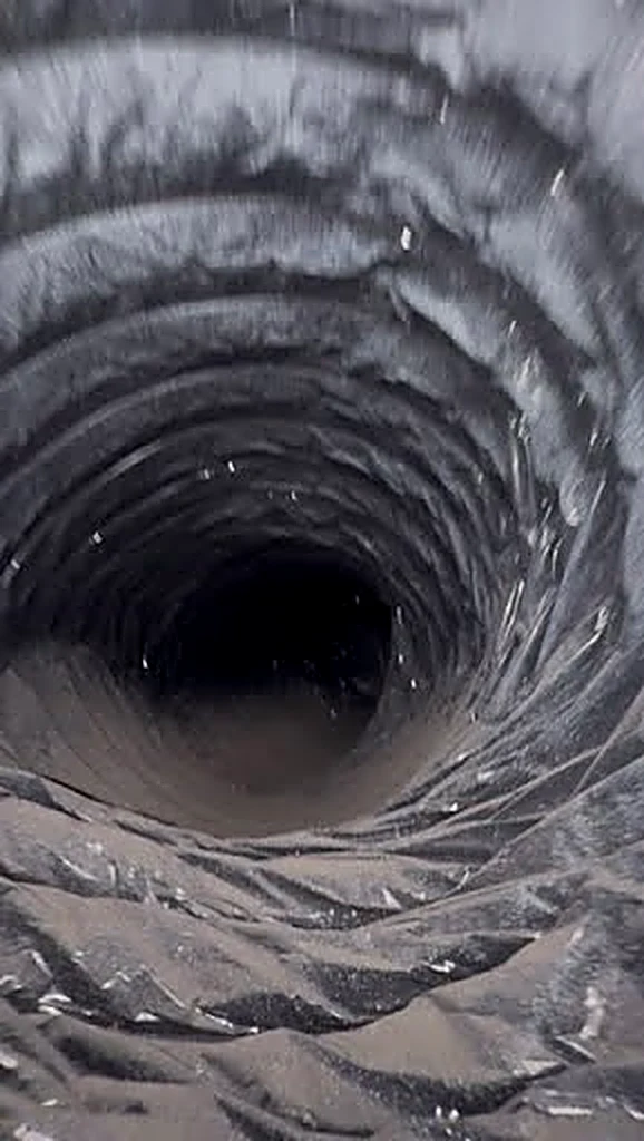 Interior of an air duct during inspection